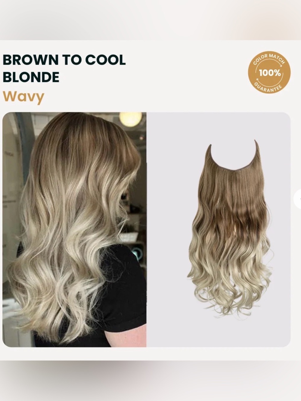 New! Thathair 16” Halo Hair Extensions in Brown to Cool Blonde(1-straight/1-wavy